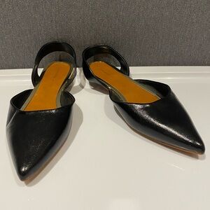 Zara size 6 open heeled leather flats